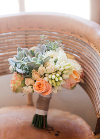 Peach and Ivory Bridesmaid Bouquet